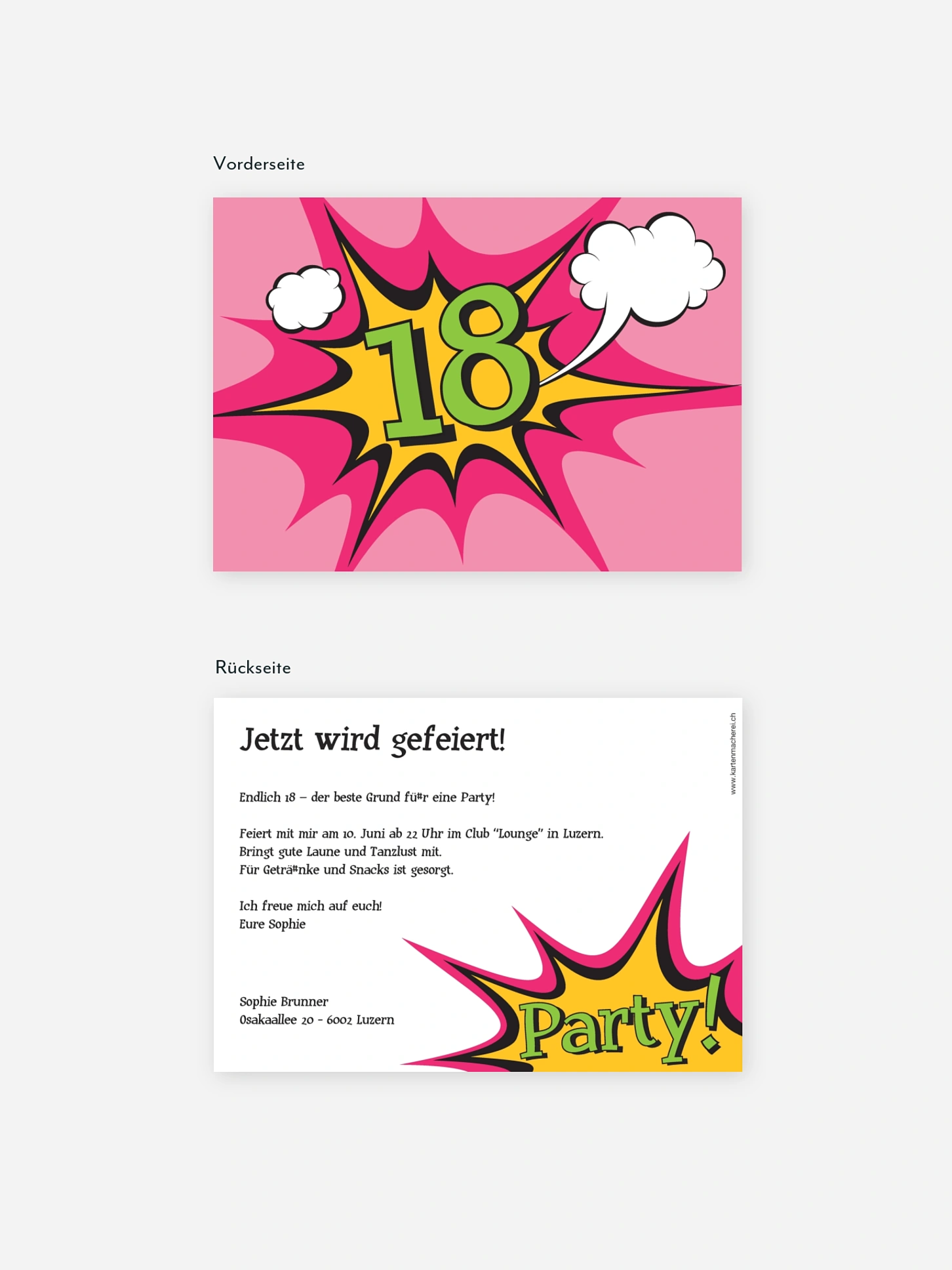 Einladung 18. Geburtstag Comic