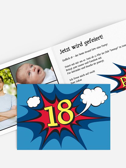 Einladung 18. Geburtstag Comic