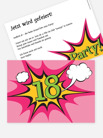 Einladung 18. Geburtstag Comic