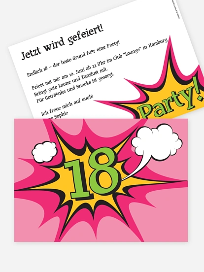 Einladung 18. Geburtstag Comic