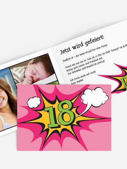 Einladung 18. Geburtstag Comic