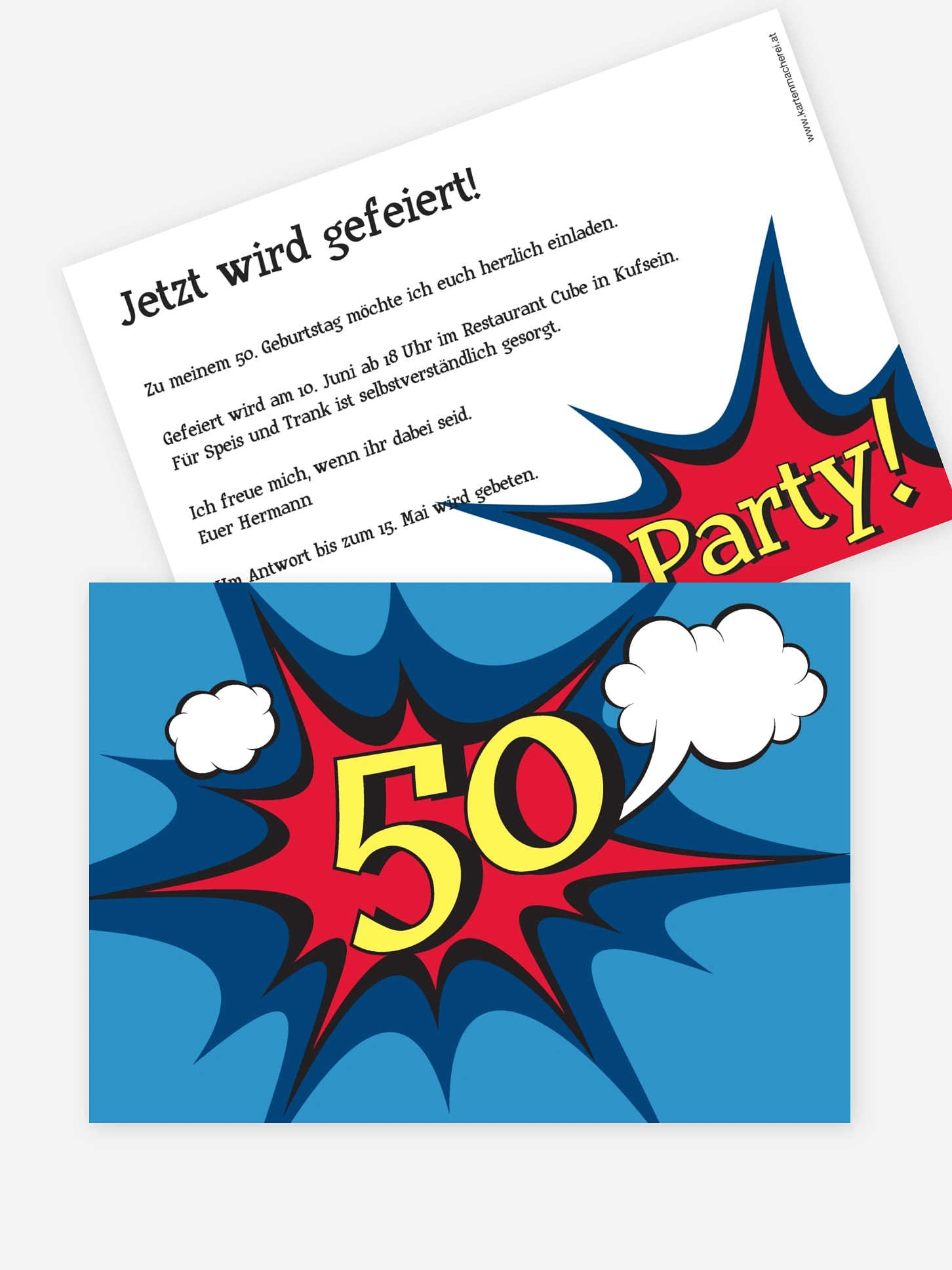 Einladung 50. Geburtstag Comic