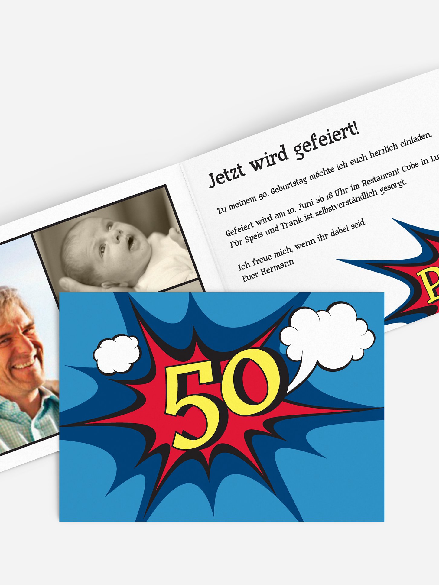 Einladung 50. Geburtstag Comic