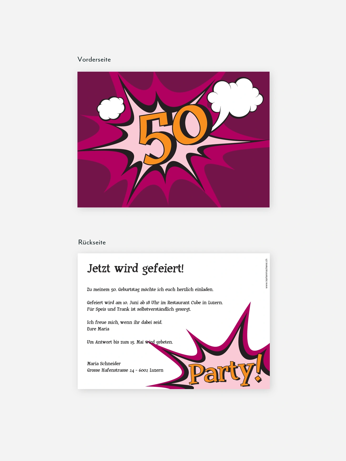 Einladung 50. Geburtstag Comic