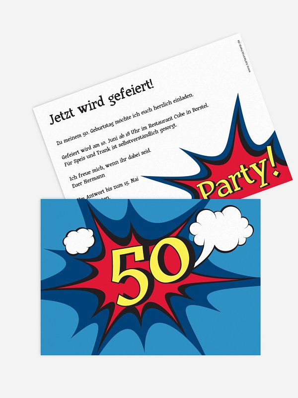 Einladung 50. Geburtstag Comic