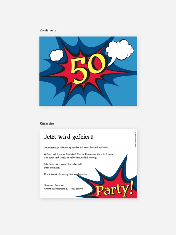 Einladung 50. Geburtstag Comic
