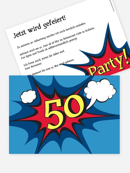 Einladung 50. Geburtstag Comic