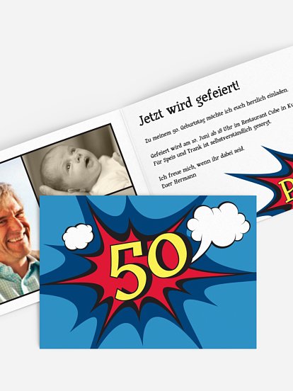Einladung 50. Geburtstag Comic