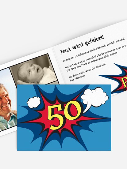 Einladung 50. Geburtstag Comic