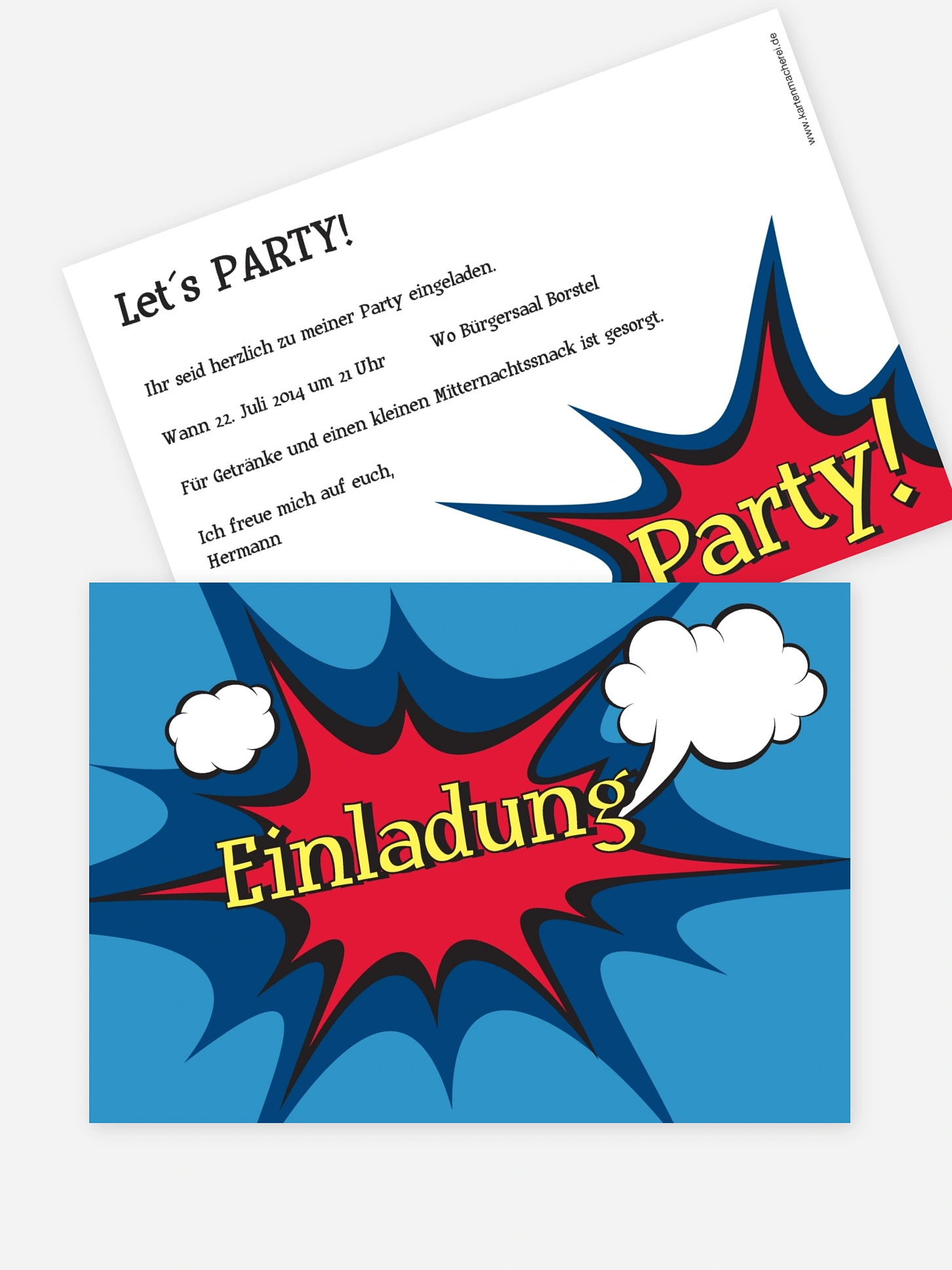 Partyeinladung Comic
