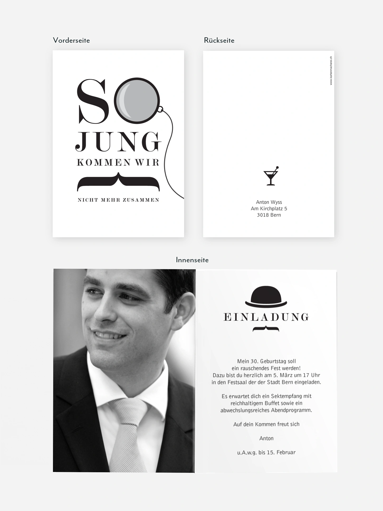 Einladung 30. Geburtstag Modern Dandy