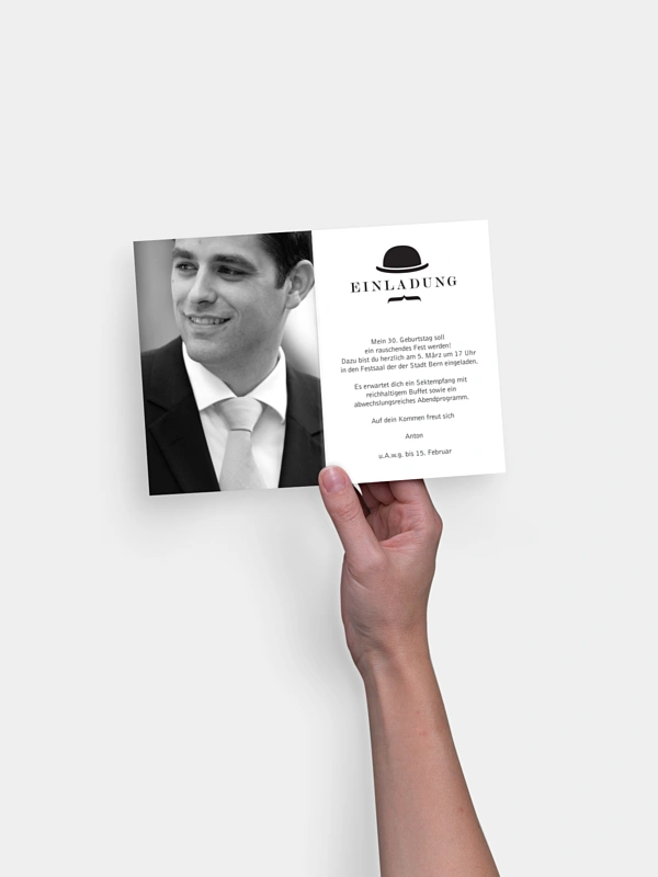 Einladung 30. Geburtstag Modern Dandy