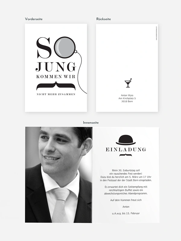 Einladung 30. Geburtstag Modern Dandy