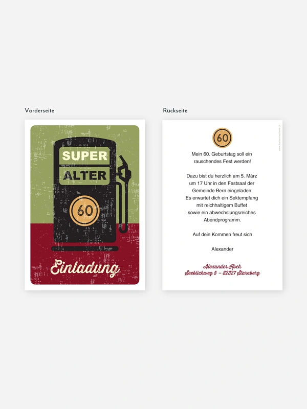 Einladung 60. Geburtstag Super Alter