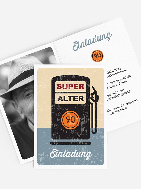 Einladung 90. Geburtstag Super Alter