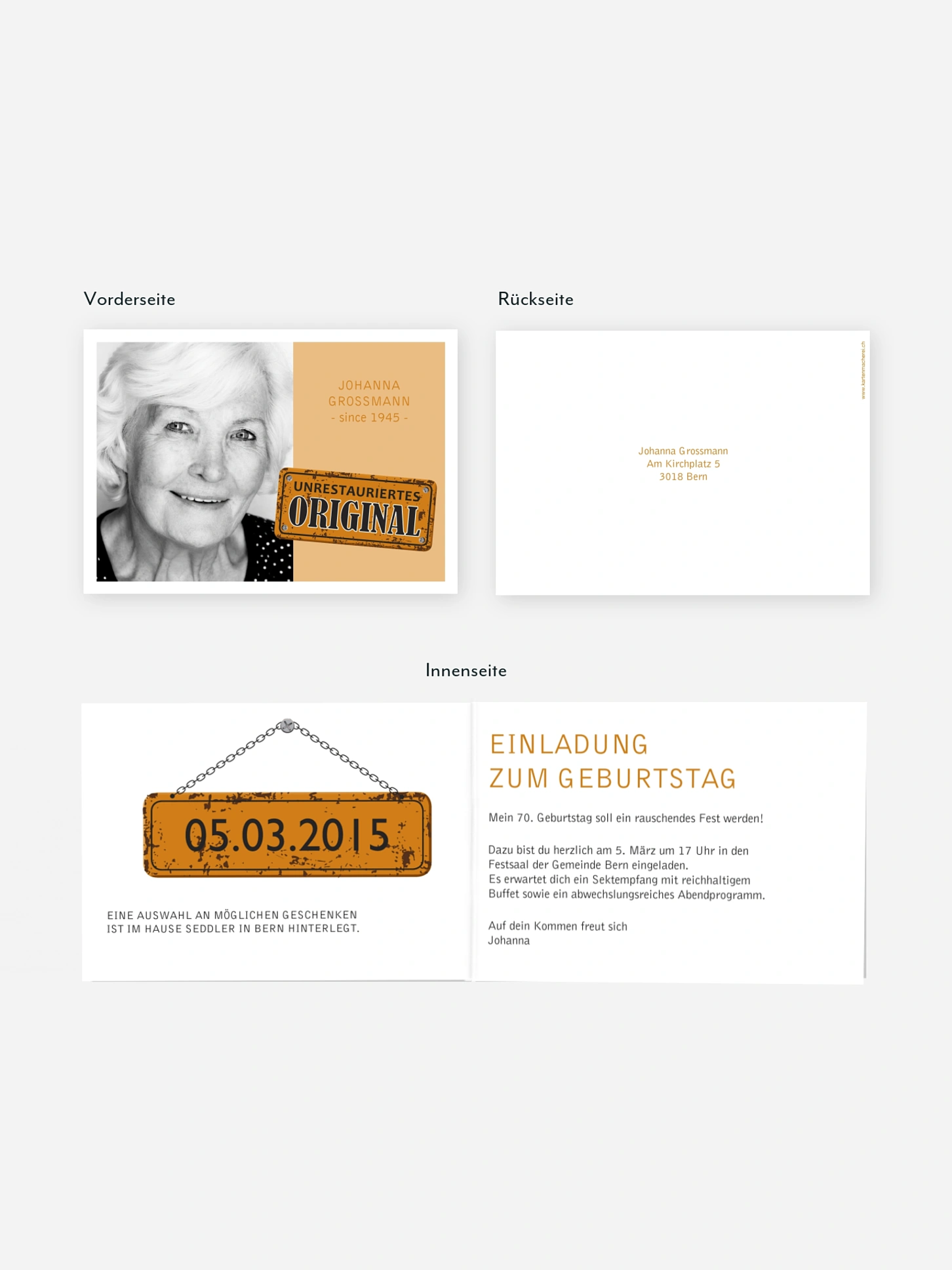 Einladung 70. Geburtstag Unrestauriertes Original
