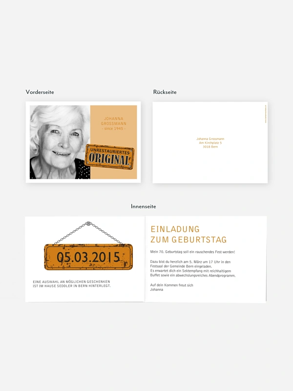 Einladung 70. Geburtstag Unrestauriertes Original