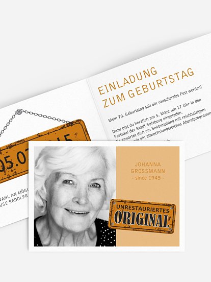 Einladung 70. Geburtstag Unrestauriertes Original