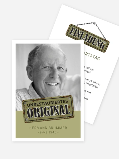 Einladung 70. Geburtstag Unrestauriertes Original