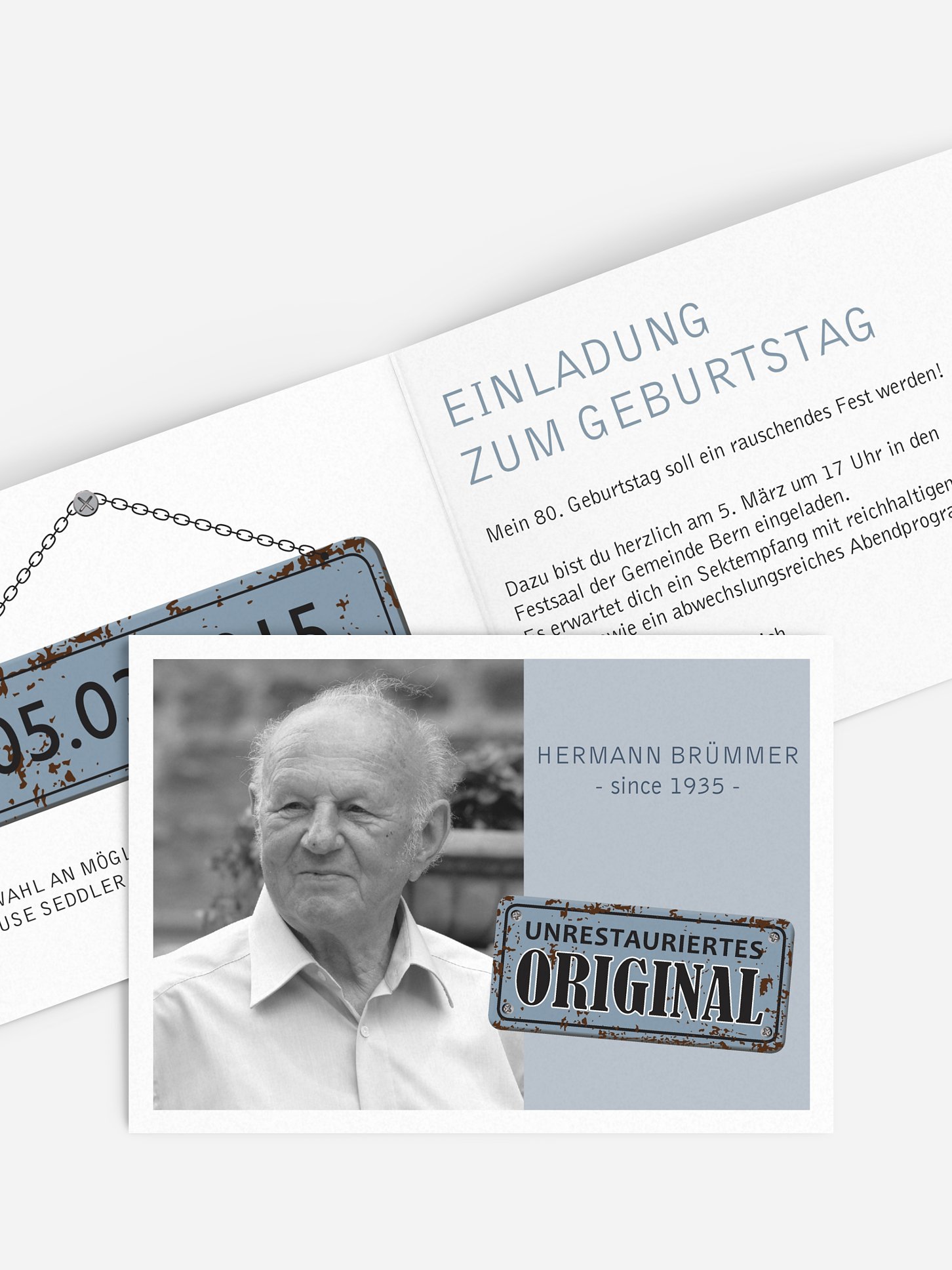 Einladung 80. Geburtstag Unrestauriertes Original