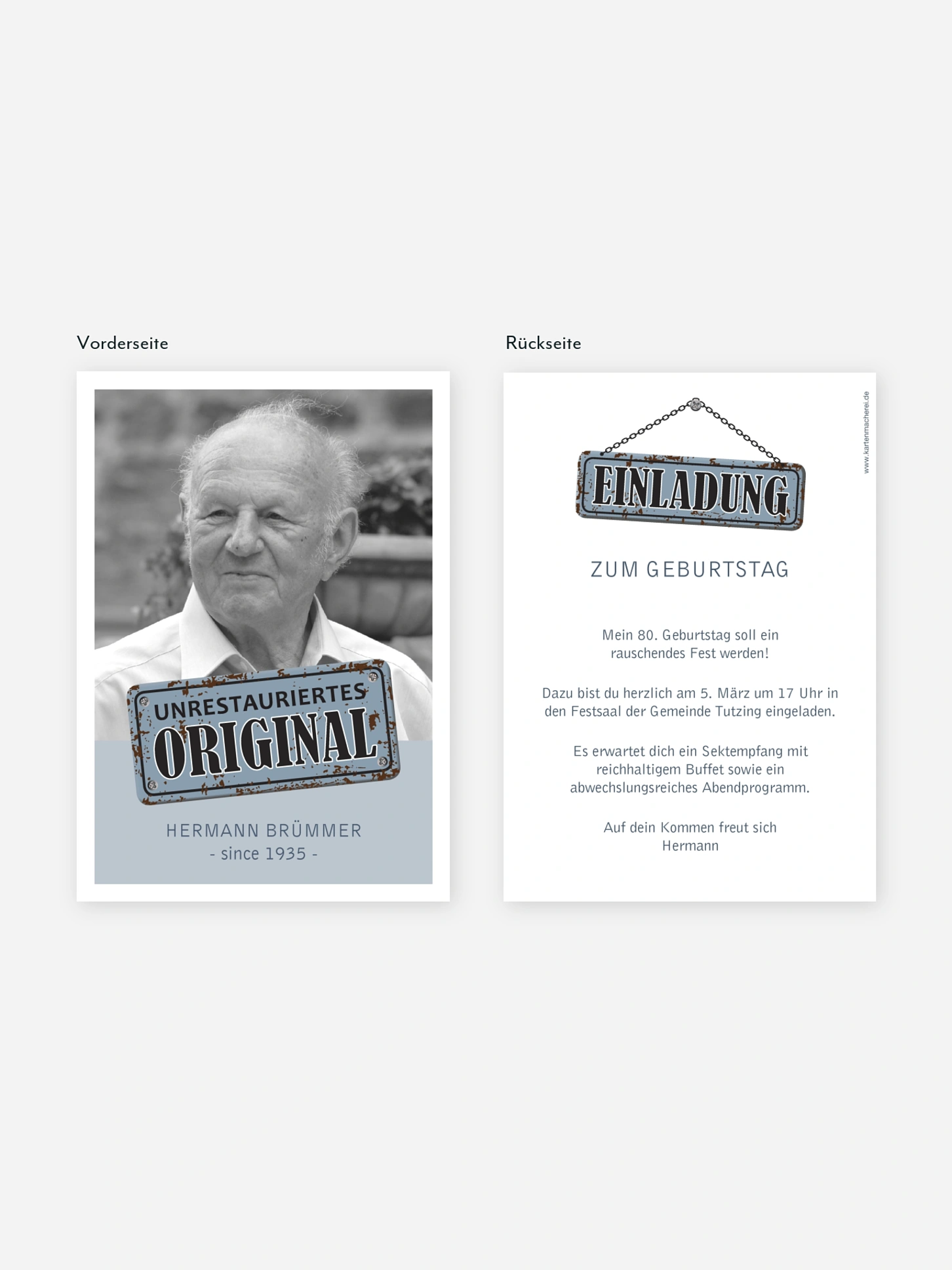 Einladung 80. Geburtstag Unrestauriertes Original