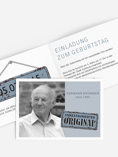 Einladung 80. Geburtstag Unrestauriertes Original