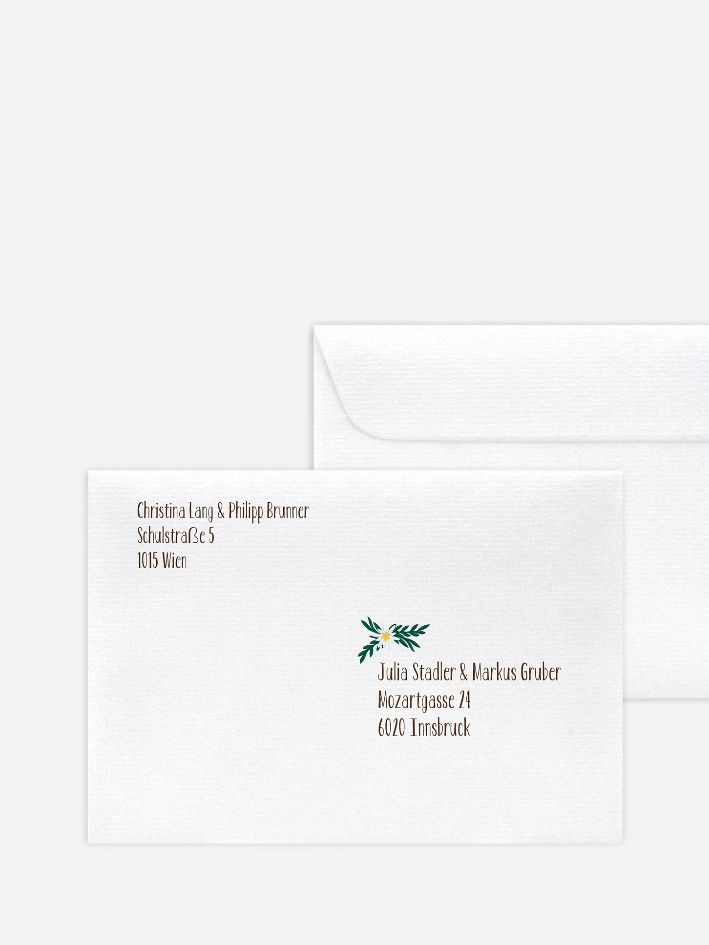 Bedruckter Briefumschlag Hochzeit Heimatliebe