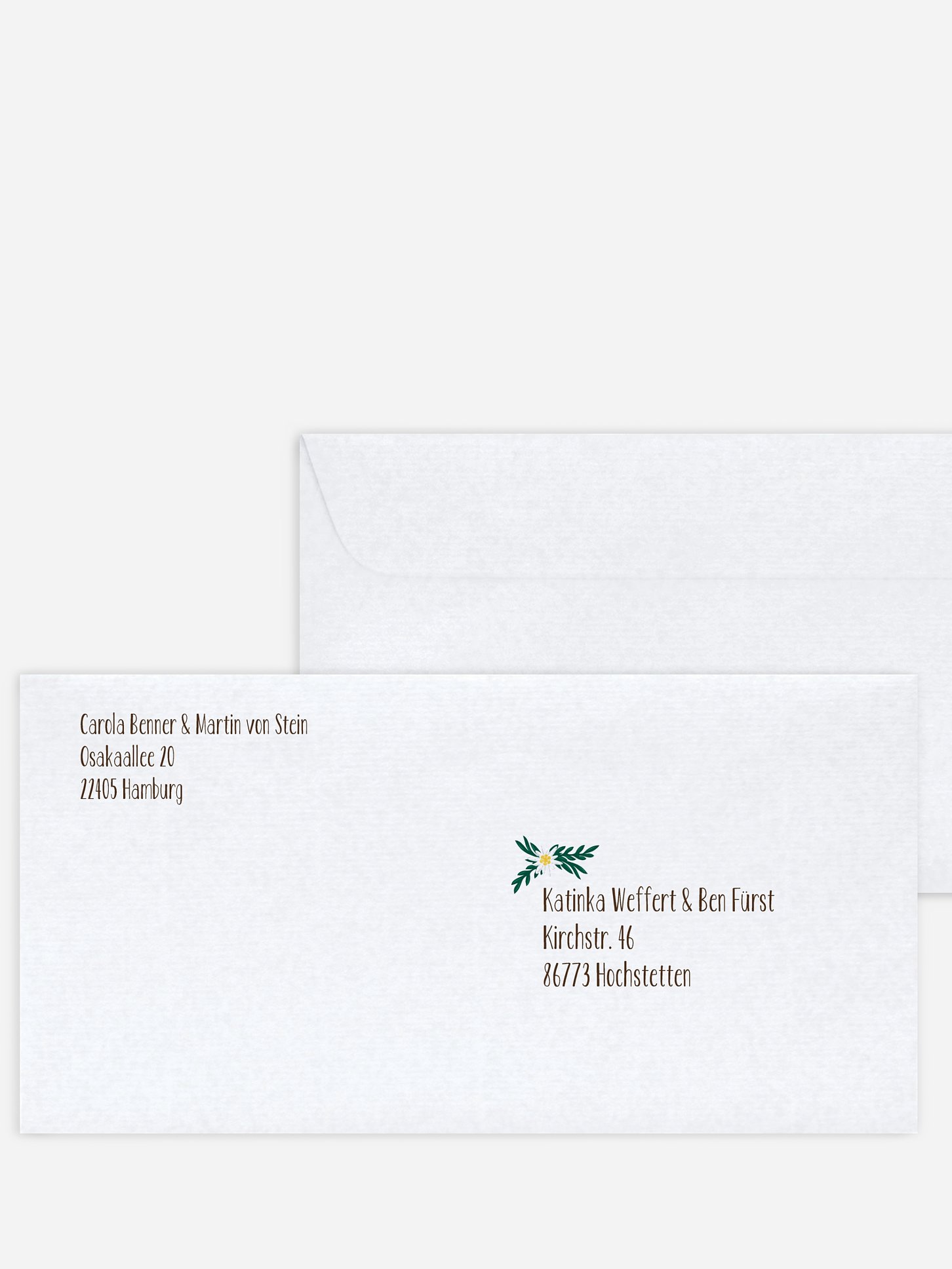 Bedruckter Briefumschlag Hochzeit Heimatliebe