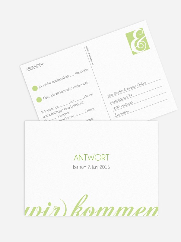 Antwortkarte Hochzeit Liebesworte