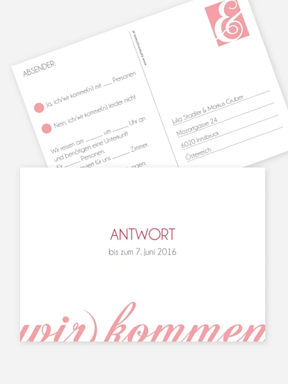 Antwortkarte Hochzeit Liebesworte
