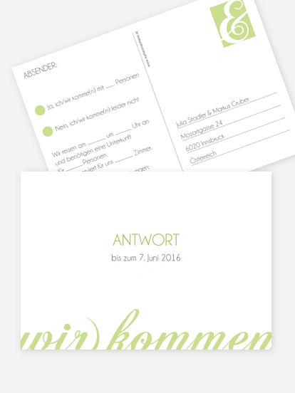 Antwortkarte Hochzeit Liebesworte