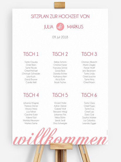 Sitzplan Plakat Liebesworte