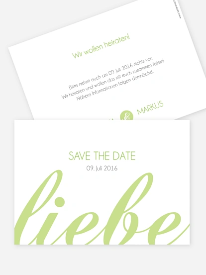 Save-the-Date Karte Liebesworte
