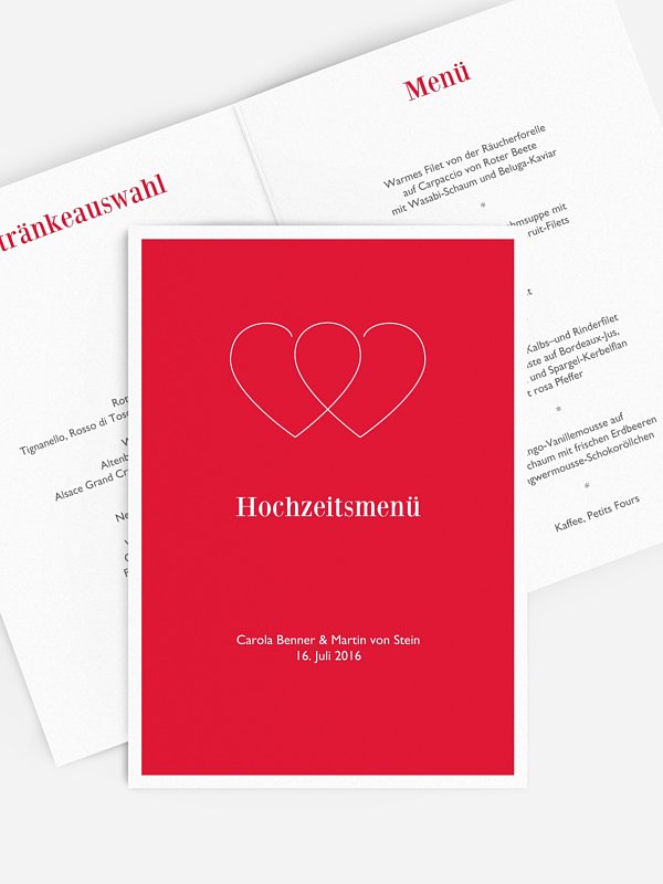 Menükarte Hochzeit Herzenssache