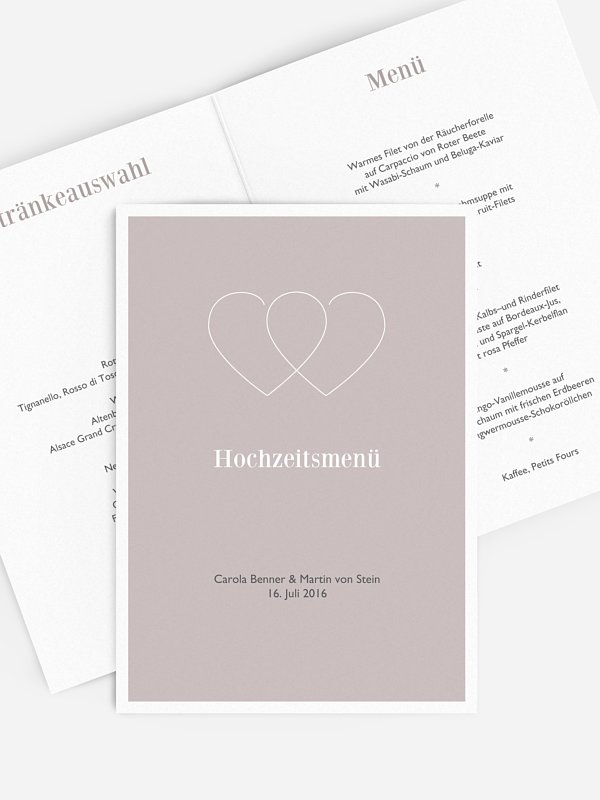 Menükarte Hochzeit Herzenssache