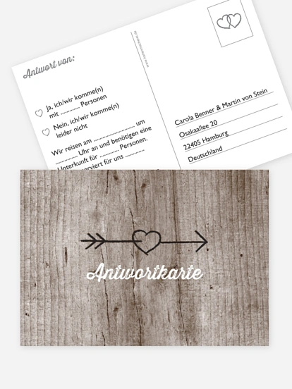 Antwortkarte Hochzeit Wooden Love