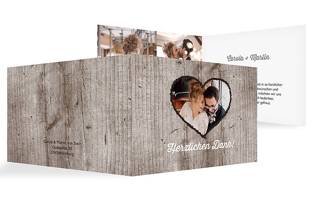Dankeskarte Hochzeit Wooden Love