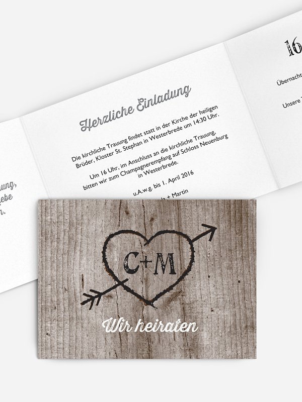 Hochzeitseinladung Wooden Love