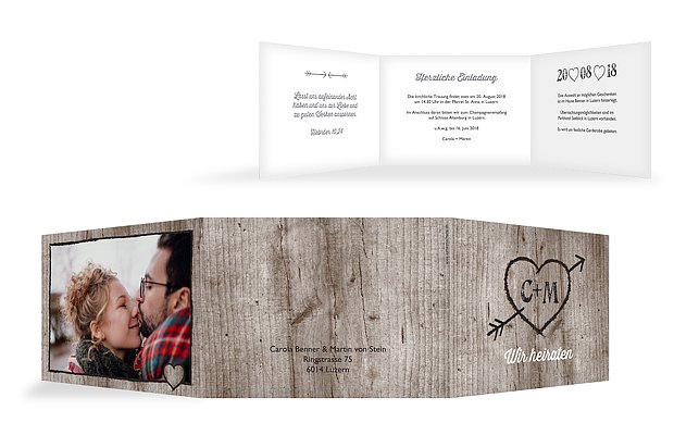 Hochzeitseinladung Wooden Love