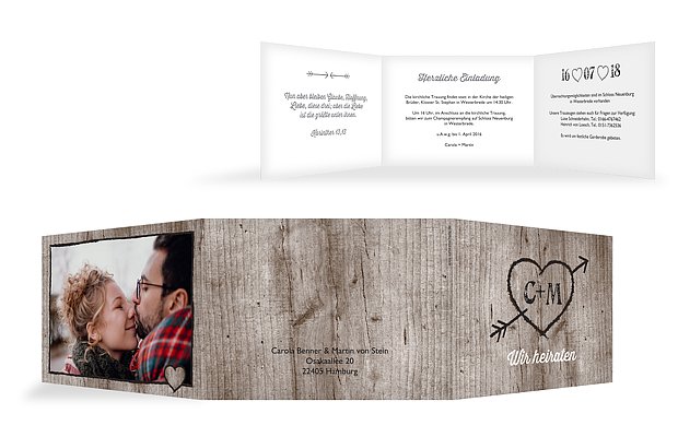 Hochzeitseinladung Wooden Love