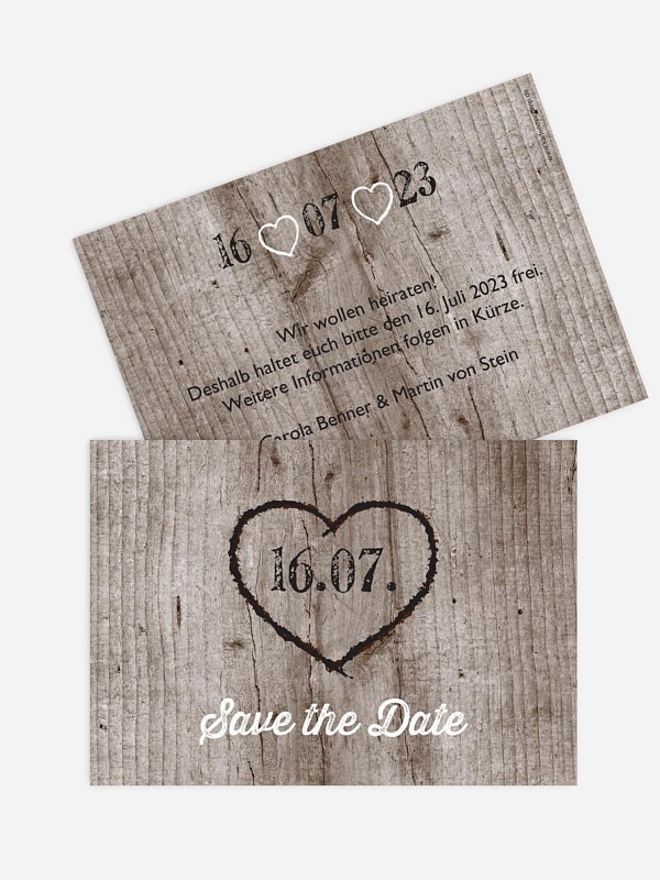 Save-the-Date Karte Wooden Love