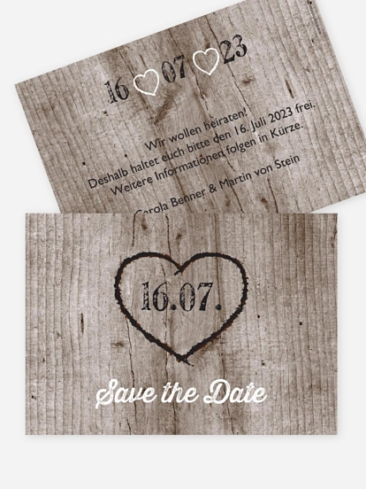 Save-the-Date Karte Wooden Love