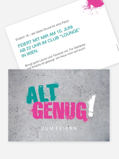Einladung 18. Geburtstag Streetart