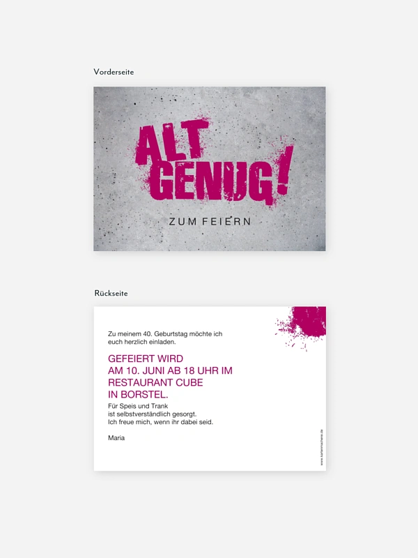 Einladung 40. Geburtstag Streetart