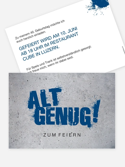 Einladung 40. Geburtstag Streetart