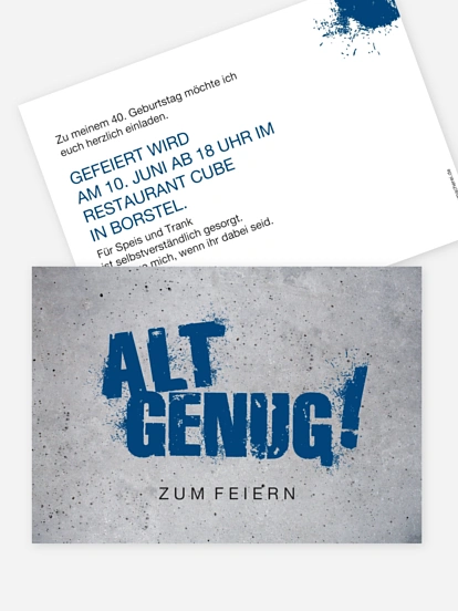 Einladung 40. Geburtstag Streetart