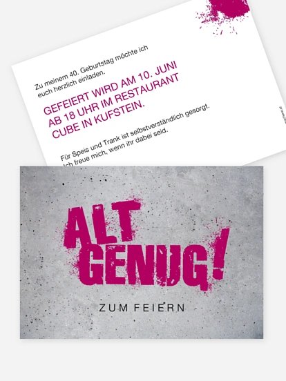 Einladung 40. Geburtstag Streetart