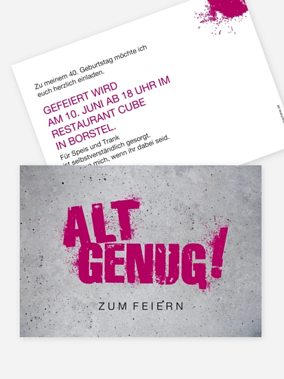 Einladung 40. Geburtstag Streetart