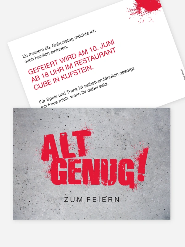 Einladungskarten 50 Geburtstag Streetart