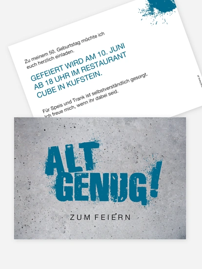 Einladung 50. Geburtstag Streetart